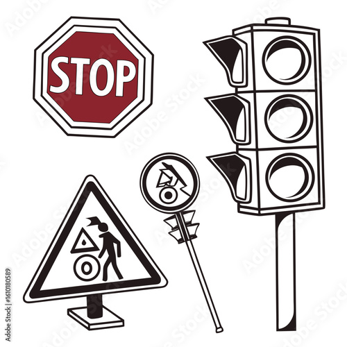 Traffic signs and signals stop sign traffic light