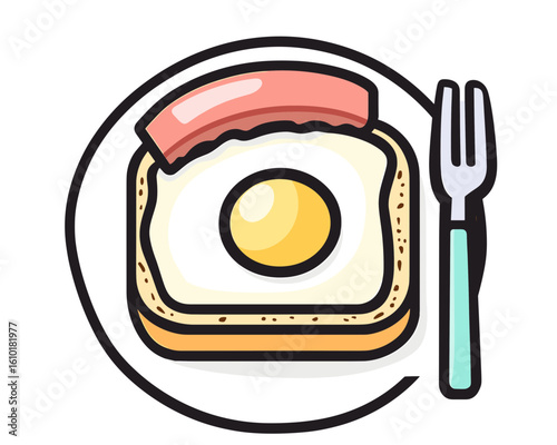 A delicious breakfast toast topped with a fried egg and crispy bacon,