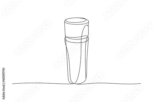 Smoothie or protein shake in glass one line vector, minimalist fitness drink illustration