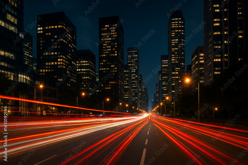 Fototapeta premium night traffic at night