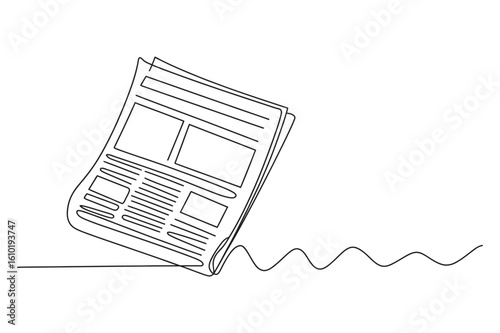 One line art of a newspaper in minimal style