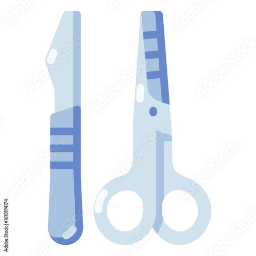 scalpel and scissors for surgery icon