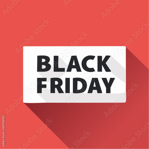 Black Friday Sign: A minimalist sign, the epitome of anticipation and the start of holiday shopping, boldly declares Black Friday against a warm red background.