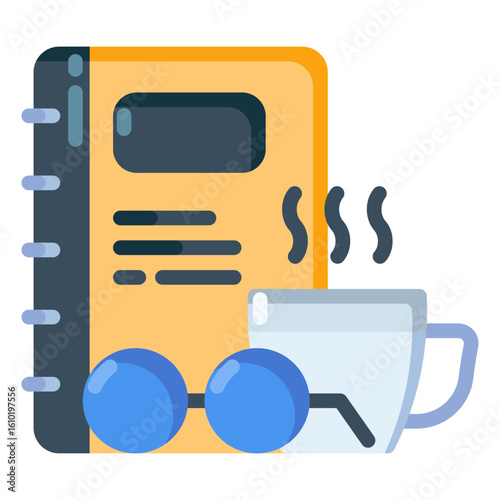 metime concept, reading and coffee icon