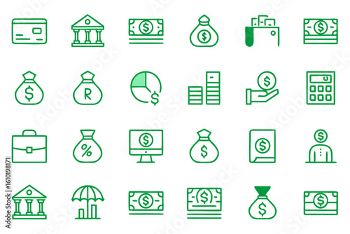 Financial loan and credit line symbols collection for banking and investment services clean graphic elements