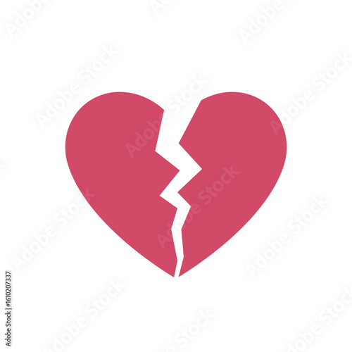 Silhouette pink heart broken sad separation illustration
