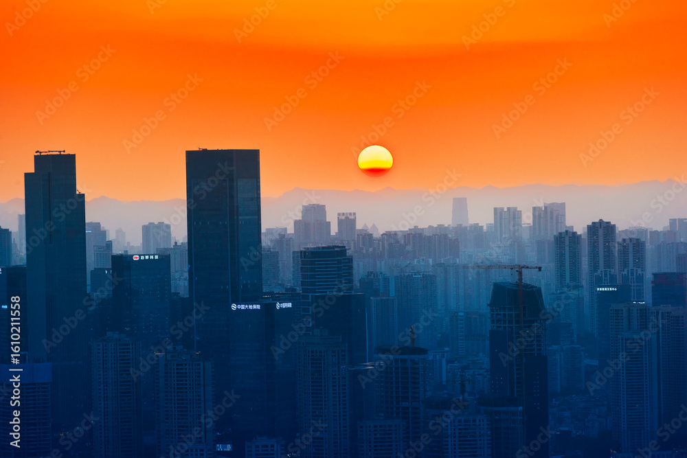 Fototapeta premium Skyscrapers at sunset