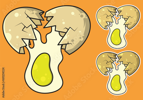 Cracked Egg Yolk Cartoon Vector