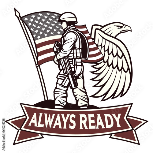 design for biker vest patch  soldier  american