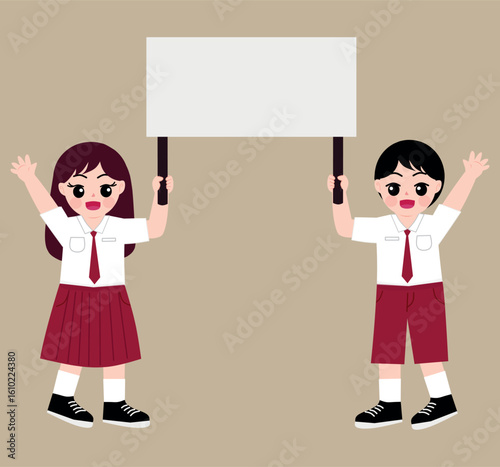 Students Holding Blank Board