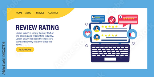 Review rating bubble speech on Laptop