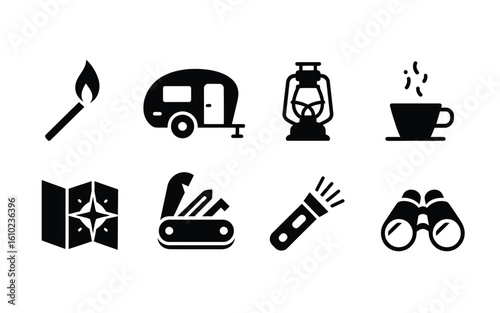 Camping and outdoor icon set