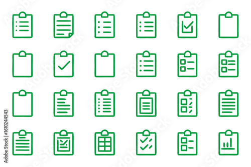 Comprehensive collection of conceptual line art symbols for task management note taking and workflow organization presented in a clean design