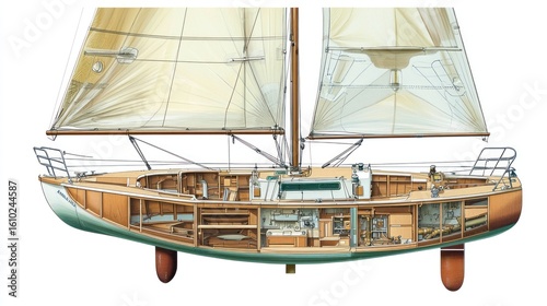 A cutaway diagram of a boat showing the kelson in context with other structural components