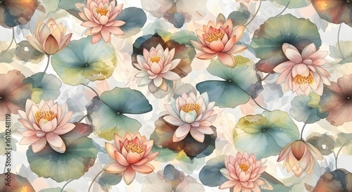 A colorful wild pattern with flowers and leaves