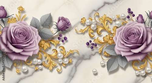 A colorful wild pattern with flowers and leaves