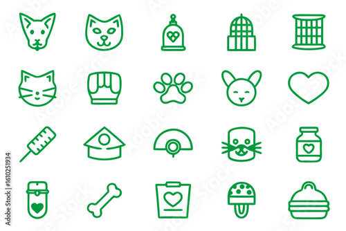 Comprehensive collection of charming animal companions featuring clean outline graphics for diverse creative projects