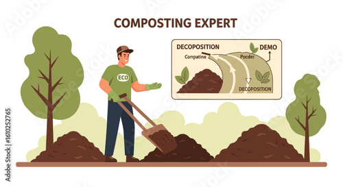 Man Demonstrates Composting Process for Eco-Friendly Soil Enrichment