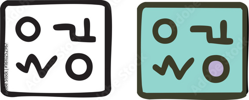 Cute handdrawn emoticon icon set illustration.