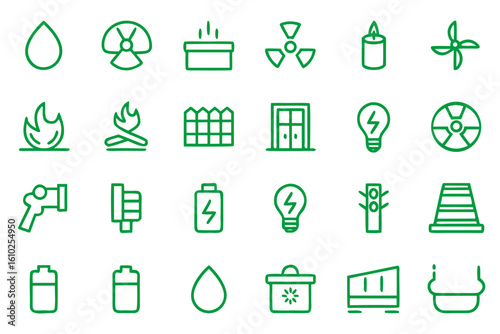 Comprehensive collection of public utility service symbols for graphic design projects and visual communication needs