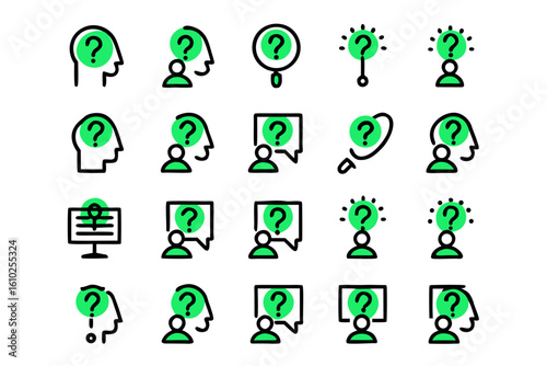 Comprehensive collection of question mark symbols and related query graphics suitable for diverse informational and assistance related applications