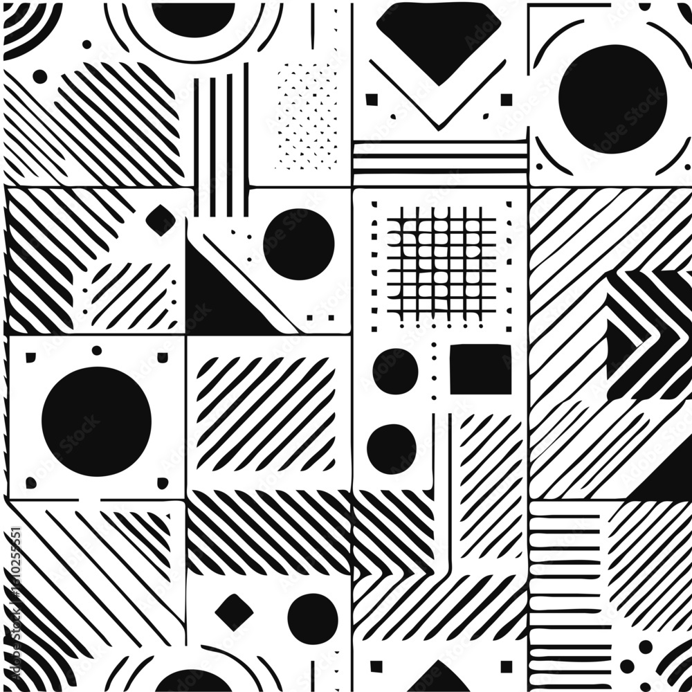 Obraz premium AI Generated Abstract Geometric Pattern in Black and White – Modern Vector Background