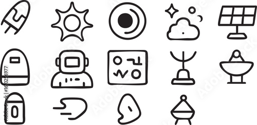 HandDrawn Space and Astronomy Icons Set.
