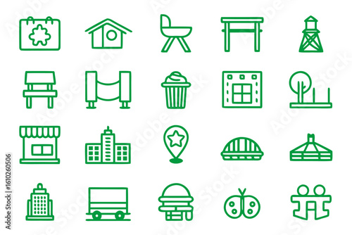 Collection of clean line art icons representing various academic disciplines and school related concepts in a modern style