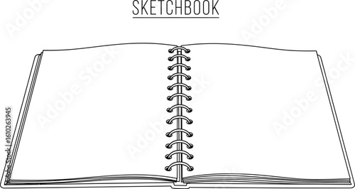 Open sketchbook with blank pages and spiral binding invites creativity, perfect for artists, designers, and students seeking a space for drawing, sketching, and note-taking.