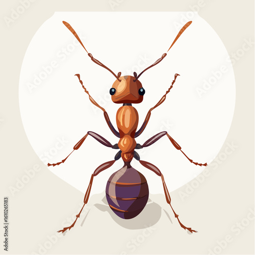 Detailed illustration of an ant, capturing its intricate anatomy and tiny details against a soft background