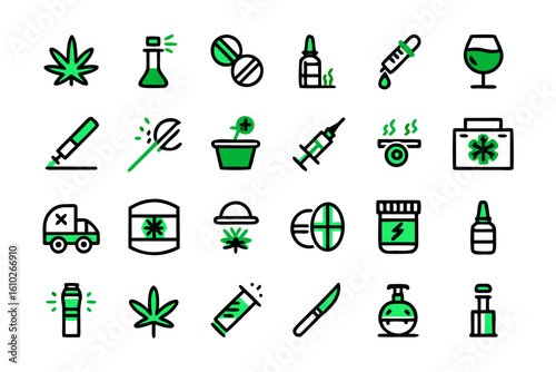 stop addiction line editable icons set vector