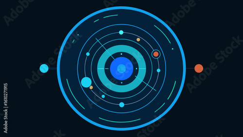 orbital hud display spinning blue dots radar