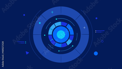 blue data wheel hud symbols perimeter tech