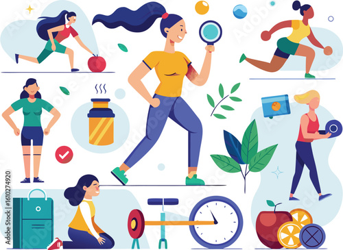 Diverse women engaged in fitness activities healthy lifestyle elements exercise activity