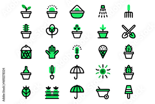 Comprehensive collection of line art symbols representing core principles and fundamental concepts for business and personal development