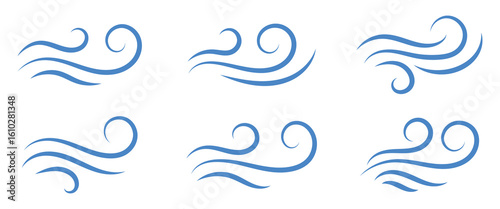Wind blow doodle icon. Hand drawn doodle wind motion, air blow, leaf falling elements. doodle wind blow, gust design isolated on white background