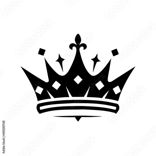 Illustration of a black crown with decorative elements