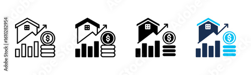 Investment Growth icon sheet multiple style collection