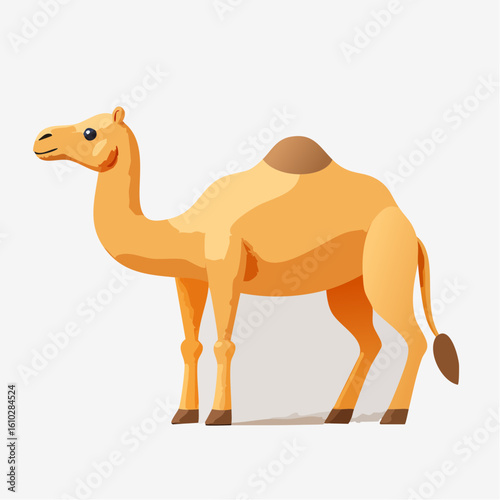 Cartoon Camel Illustration: A Desert Creature on a Plain Background with Elegant Lines