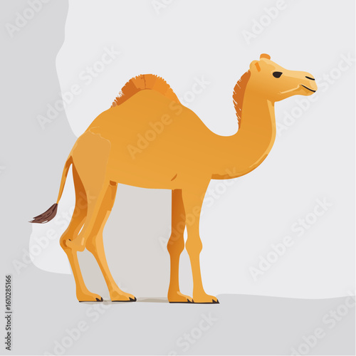 Elegant camel portrait set against a simple backdrop emphasizing the animal's form