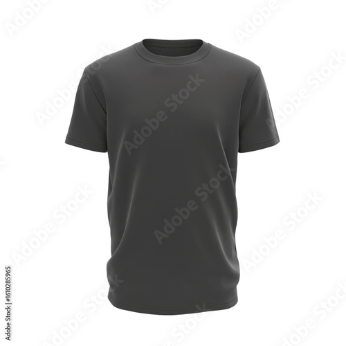 Plain dark grey t shirt isolated on transparent background