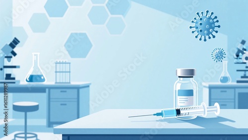 Editable Medical Vector Showing Virus Research and Vaccine Production Lab