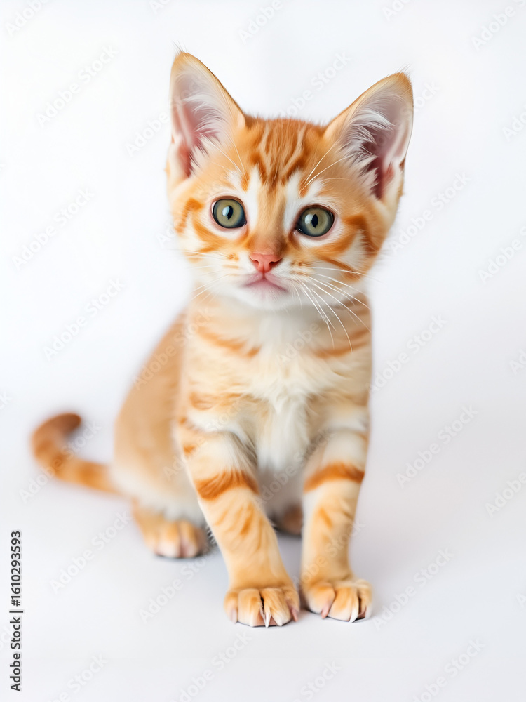 Fototapeta premium Ginger kitten on white background