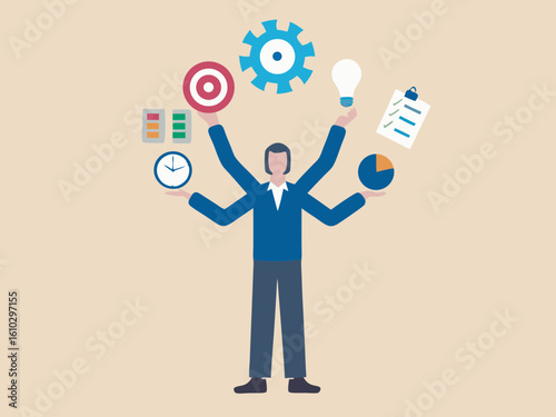 Multitasking Business Person Balancing Multiple Tasks