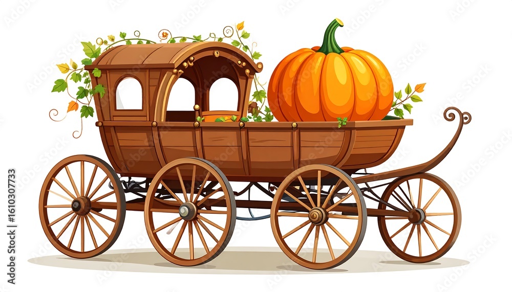 Fototapeta premium Wooden carriage with pumpkin