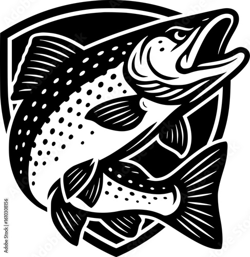 Lake Trout Fishing Charter Logo – Vintage Sport Fish Emblem for Outfitters and Guides