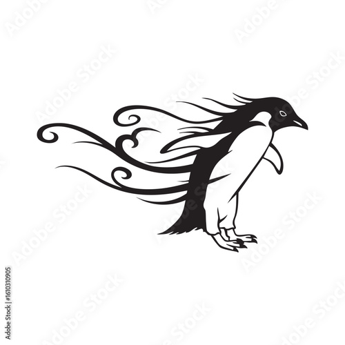 Penguin vector illustration black and white animal design graphic silhouette art cool