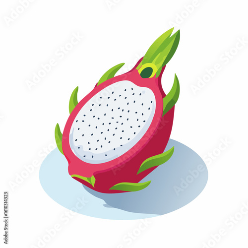 Whimsical Dragon Fruit Illustration: A Tropical Delight with Vibrant Colors and Playful Design
