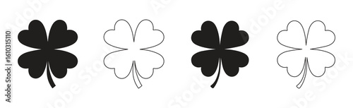 Four leaf clovers icon flat and line art style vector illustration