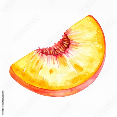 Watercolor Peach Slice Illustration